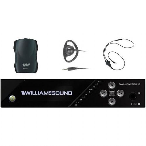 Williams Sound FM 557-12 FM Plus Large-Area Dual FM And Wi-Fi Assistive Listening System With Receivers, System Includes, 1 Transmitter, 12 Receivers, 12 Surround Earphones, 3 Neckloops, And 1 ADA Wall Plaque, Replaces FM 457-12; Professional audio inputs: 1/4