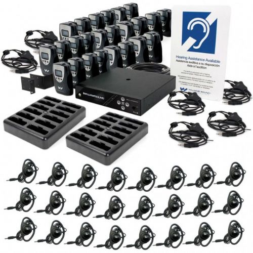Williams Sound FM 558-24 PRO D FM Plus Large-Area Dual FM And Wi-Fi Assistive Listening System With 24 PPA R38N Receivers, Dante Input, Coaxial Cable And Rack Panel Kit For Professional Installation, Replaces FM 458-24 NET PRO D; Professional audio inputs: 0.25