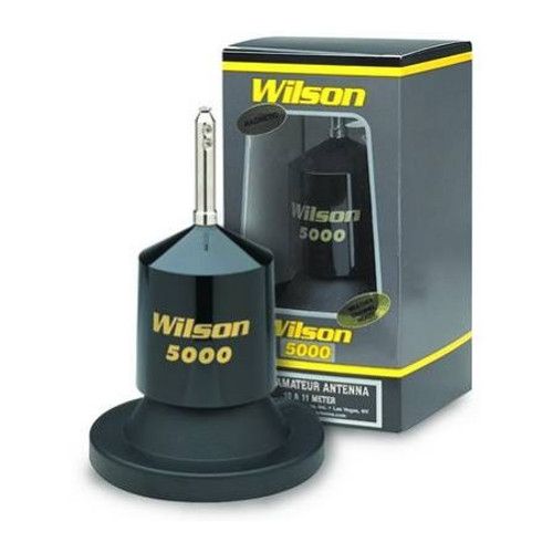 Wilson Model W5000MAG-B 5000 Watt Black Magnetic Antenna Mount; Wilson 5000 magnet mount antenna with attached 17 ft coaxial; 62
