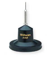 Wilson Model  W500MAG-B Wilson 500 Magnetic Mount CB Antenna; 2000 Watt power; Made with high impact Mobay Thermoplastic 10 ounce Magnet; Heavy duty coil uses 12 gauge copper wire; UPC 020126800155 (26-30 MHZ 2000 WATT LOW LOSS MAGNETIC MOUNT ANTENNA 54" ROD 16 FEET COAXIAL W500MAG-B WILSON-W500MAG-B WILSON W500MAGB WILW500MAGB) 