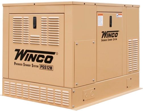 Winco Generators 16400-056 Model PSS12H2W/F Air-Cooled Packaged Standby System Generator, 12000 Running Watts-LP, 10000 Running Watts-NG, 50 Amp Circuit Breaker, 120/240 Volt Single Phase, 3600 RPM Generator Speed, Capacitor Voltage Control, 2/3 Pitch Rotor, 4 HP Motor Starting (Code G), Electric Ignition, Mechanical Governor (WINCO16400056 16400056 16400 056 PSS12H2W PSS12-H2W/F PSS-12H2W/F PSS12H-2W/F)