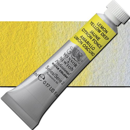 Winsor And Newton 0102348 Artists', Watercolor 5ml Lemon Yellow Deep; Made individually to the highest standards; Pans are often used by beginners because they can be less inhibiting and easier to control the strength of color; Also great for traveling and sketching works; EAN 0000050041503 (WINSORANDNEWTON0102348 WINSOR AND NEWTON 0102348 ARTISTS WATERCOLOR 5ML LEMON YELLOW DEEP)