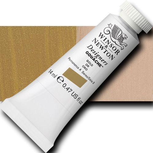 Winsor And Newton 0605283 Designers' Gouache Tube, 14ml, Gold; Create vibrant illustrations in solid color; Benefits of this range include smoother, flatter, more opaque, and more brilliant color than traditional watercolors; Unsurpassed covering power due to the heavy pigment concentration in each color; UPC 000050958085 (WINSORANDNEWTON0605283 WINSOR AND NEWTON ALVIN 0605283 14ml GOLD)