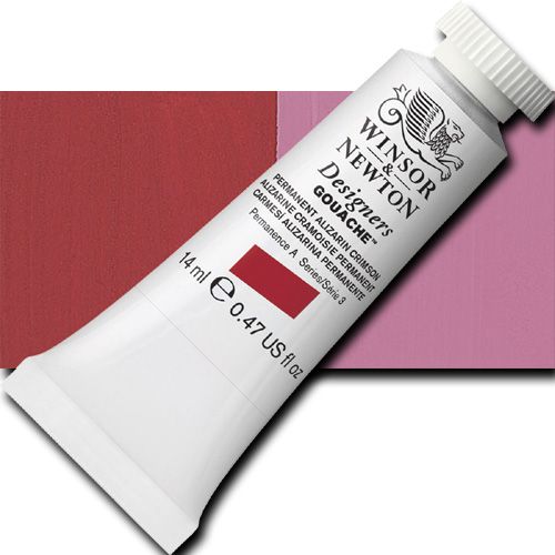 Winsor And Newton 0605466 Designers' Gouache Tube, 14ml, Permanent Alizarin Crimson; Create vibrant illustrations in solid color; Benefits of this range include smoother, flatter, more opaque, and more brilliant color than traditional watercolors; Unsurpassed covering power due to the heavy pigment concentration in each color; UPC 000050946129 (WINSORANDNEWTON0605466 WINSOR AND NEWTON ALVIN 0605466 14ml PERMANENT ALIZARIN CRIMSON)