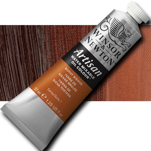 Winsor And Newton 1514074 Artisan, Water Mixable Oil Color, 37ml, Burnt Sienna; Specifically developed to appear and work just like conventional oil color; The key difference between Artisan and conventional oils is its ability to thin and clean up with water; UPC 094376896183 (WINSORANDNEWTON1514074 WINSOR AND NEWTON 1514074 WATER MIXABLE OIL COLOR BURNT SIENNA)