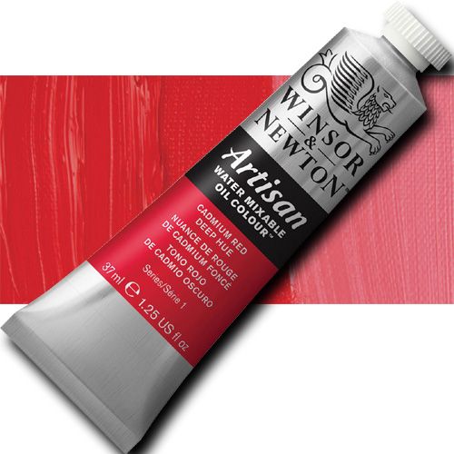 Winsor And Newton 1514098 Artisan, Water Mixable Oil Color, 37ml, Cadmium Red Deep Hue; Specifically developed to appear and work just like conventional oil color; The key difference between Artisan and conventional oils is its ability to thin and clean up with water; UPC 094376895971 (WINSORANDNEWTON1514098 WINSOR AND NEWTON 1514098 WATER MIXABLE OIL COLOR CADMIUM RED DEEP HUE)