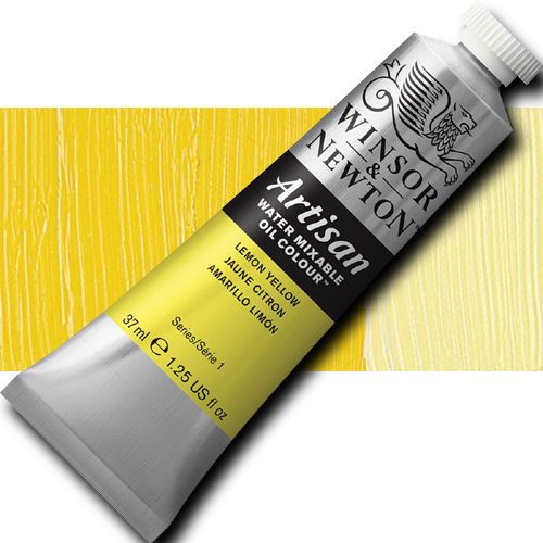 Winsor And Newton 1514346 Artisan, Water Mixable Oil Color, 37ml, Lemon Yellow; Specifically developed to appear and work just like conventional oil color; The key difference between Artisan and conventional oils is its ability to thin and clean up with water; UPC 094376895865 (WINSORANDNEWTON1514346 WINSOR AND NEWTON 1514346 WATER MIXABLE OIL COLOR LEMON YELLOW)
