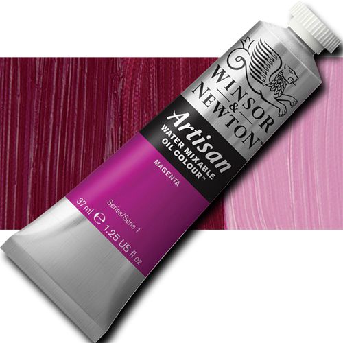 Winsor And Newton 1514380 Artisan, Water Mixable Oil Color, 37ml, Magenta; Specifically developed to appear and work just like conventional oil color; The key difference between Artisan and conventional oils is its ability to thin and clean up with water; UPC 094376896008 (WINSORANDNEWTON1514380 WINSOR AND NEWTON 1514380 WATER MIXABLE OIL COLOR MAGENTA)