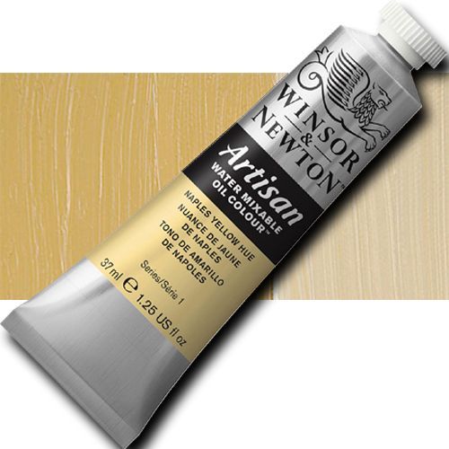 Winsor And Newton 1514422 Artisan, Water Mixable Oil Color, 37ml, Naples Yellow Hue; Specifically developed to appear and work just like conventional oil color; The key difference between Artisan and conventional oils is its ability to thin and clean up with water; UPC 094376896145 (WINSORANDNEWTON1514422 WINSOR AND NEWTON 1514422 WATER MIXABLE OIL COLOR NAPLES YELLOW HUE)