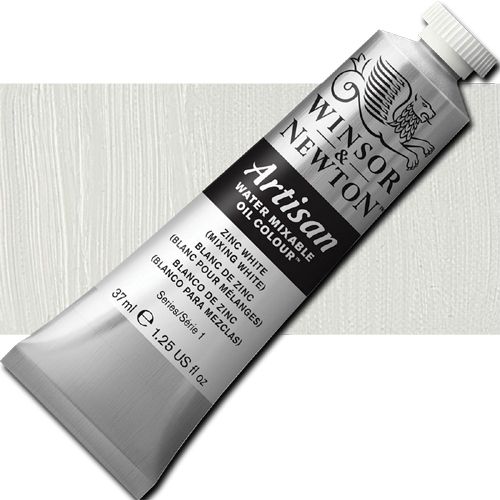 Winsor And Newton 1514748 Artisan, Water Mixable Oil Color, 37ml, Zinc White (Mixing White); Specifically developed to appear and work just like conventional oil color; The key difference between Artisan and conventional oils is its ability to thin and clean up with water; UPC 094376896251 (WINSORANDNEWTON1514748 WINSOR AND NEWTON 1514748 WATER MIXABLE OIL COLOR ZINC WHITE MIXING WHITE)