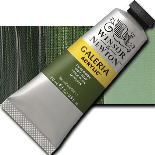 Winsor And Newton 2120447 Galeria Acrylic Color, 60ml, Olive Green; A high quality acrylic which delivers professional results at an affordable price; All colors offer excellent brilliance of color, strong brush stroke retention, clean color mixing, and high permanence; UPC 094376971620 (WINSORANDNEWTON2120447 WINSOR AND NEWTON 2120447 ALVIN ACRYLIC 60ml OLIVE GREEN)