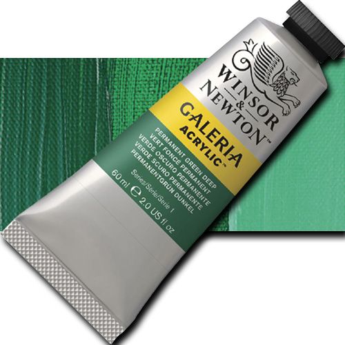 Winsor And Newton 2120482 Galeria Acrylic Color, 60ml, Permanent Green Deep; A high quality acrylic which delivers professional results at an affordable price; All colors offer excellent brilliance of color, strong brush stroke retention, clean color mixing, and high permanence; UPC 094376913989 (WINSORANDNEWTON2120482 WINSOR AND NEWTON 2120482 ALVIN ACRYLIC 60ml PERMANENT GREEN DEEP)