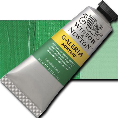 Winsor And Newton 2120484 Galeria Acrylic Color, 60ml, Permanent Green Middle; A high quality acrylic which delivers professional results at an affordable price; All colors offer excellent brilliance of color, strong brush stroke retention, clean color mixing, and high permanence; UPC 094376914009 (WINSORANDNEWTON2120484 WINSOR AND NEWTON 2120484 ALVIN ACRYLIC 60ml PERMANENT GREEN MIDDLE)