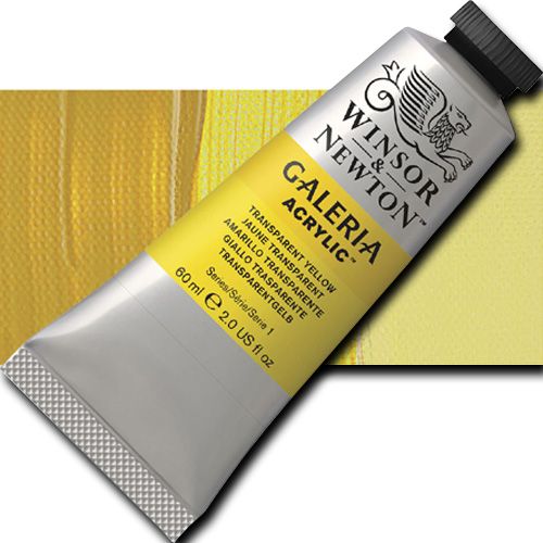Winsor And Newton 2120653 Galeria Acrylic Color, 60ml, Transparent Yellow; A high quality acrylic which delivers professional results at an affordable price; All colors offer excellent brilliance of color, strong brush stroke retention, clean color mixing, and high permanence; UPC 094376971514 (WINSORANDNEWTON2120653 WINSOR AND NEWTON 2120653 ALVIN ACRYLIC 60ml TRANSPARENT YELLOW)