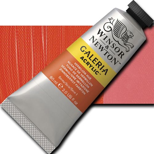 Winsor And Newton 2120682 Galeria Acrylic Color, 60ml, Vermillion Hue; A high quality acrylic which delivers professional results at an affordable price; All colors offer excellent brilliance of color, strong brush stroke retention, clean color mixing, and high permanence; UPC 094376914085 (WINSORANDNEWTON2120682 WINSOR AND NEWTON 2120682 ALVIN ACRYLIC 60ml VERMILLION HUE)