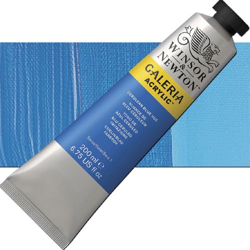 Winsor And Newton 2136138 Galeria, Acrylic Color 200ml Cerulean Blue Hue; A high quality acrylic which delivers professional results at an affordable price; All colors offer excellent brilliance of color, strong brush stroke retention, clean color mixing, and high permanence; Smooth, free-flowing consistency for ease of use and mixing, while maintaining body and retaining brush marks; UPC 094376940503 (WINSORANDNEWTON2136138 WINSOR AND NEWTON 2136138 200ml ACRYLIC CERULEAN BLUE HUE)