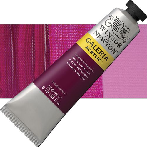 Winsor And Newton 2136488 Galeria, Acrylic Color 200ml Permanent Magenta; A high quality acrylic which delivers professional results at an affordable price; All colors offer excellent brilliance of color, strong brush stroke retention, clean color mixing, and high permanence; Smooth, free-flowing consistency for ease of use and mixing, while maintaining body and retaining brush marks; UPC 094376940671 (WINSORANDNEWTON2136488 WINSOR AND NEWTON 2136488 200ml ACRYLIC PERMANENT MAGENTA)
