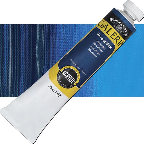 Winsor And Newton 2136706 Galeria, Acrylic Color 200ml Winsor Blue; A high quality acrylic which delivers professional results at an affordable price; All colors offer excellent brilliance of color, strong brush stroke retention, clean color mixing, and high permanence; Smooth, free-flowing consistency for ease of use and mixing, while maintaining body and retaining brush marks; UPC 094376940800 (WINSORANDNEWTON2136706 WINSOR AND NEWTON 2136706 200ml ACRYLIC WINSOR BLUE)