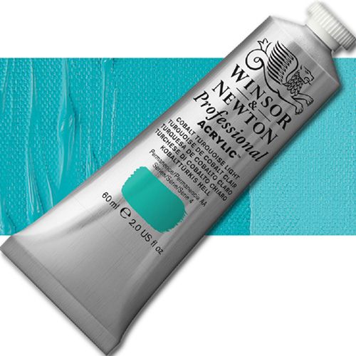 Winsor And Newton Artists' 2320191 Acrylic Color, 60ml, Cobalt Turquoise Light; Unrivalled brilliant color due to a revolutionary transparent binder, single, highest quality pigments, and high pigment strength; No color shift from wet to dry; Longer working time; Offers good levels of opacity and covering power; Satin finish with variable sheen; Smooth, thick, short, buttery consistency with no stringiness; UPC 094376990607 (WINSOR AND NEWTON ALVIN ACRYLIC 2320191 60ml COBALT TURQUOISE LIGHT)