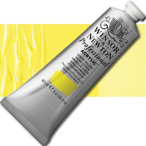 Winsor And Newton 2320346 Artists', Acrylic Color, 60ml, Lemon Yellow; Unrivalled brilliant color due to a revolutionary transparent binder, single, highest quality pigments, and high pigment strength; No color shift from wet to dry; Longer working time; Offers good levels of opacity and covering power; Satin finish with variable sheen; Smooth, thick, short, buttery consistency with no stringiness; EAN 5012572011242 (WINSOR AND NEWTON ALVIN 2320346 ACRYLIC 60ml LEMON YELLOW)