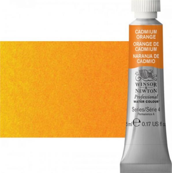Winsor & Newton 0102089 Artists' Watercolor 5ml Cadmium Orange; Made individually to the highest standards; Pans are often used by beginners because they can be less inhibiting and easier to control the strength of color; Tubes are more popular for those who use high volumes of color or stronger washes of color; Maximum color strength offers greater tinting possibilities; Dimensions 0.51