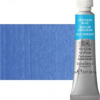 Winsor & Newton 0102137 Artists' Watercolor 5ml Cerulean Blue; Made individually to the highest standards; Pans are often used by beginners because they can be less inhibiting and easier to control the strength of color; Tubes are more popular for those who use high volumes of color or stronger washes of color; Maximum color strength offers greater tinting possibilities; Dimensions 0.51" x 0.79" x 2.59"; Weight 0.03 lbs; EAN 50823598 (WINSORNEWTON0102137 WINSORNEWTON-0102137 WATERCOLOR) 