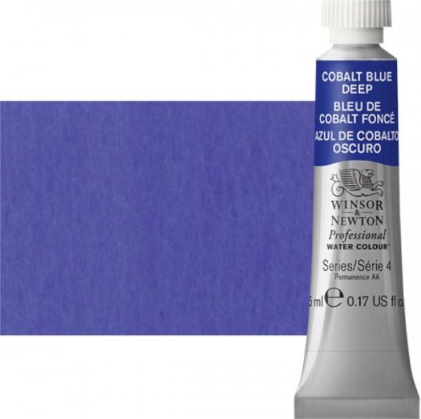 Winsor & Newton 0102180 Artists' Watercolor 5ml Cobalt Blue Deep; Made individually to the highest standards; Pans are often used by beginners because they can be less inhibiting and easier to control the strength of color; Tubes are more popular for those who use high volumes of color or stronger washes of color; Maximum color strength offers greater tinting possibilities; Dimensions 0.51