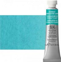 Winsor & Newton 0102191 Artists' Watercolor 5ml Cobalt Turquoise Light; Made individually to the highest standards; Pans are often used by beginners because they can be less inhibiting and easier to control the strength of color; Tubes are more popular for those who use high volumes of color or stronger washes of color; Maximum color strength offers greater tinting possibilities; Dimensions 0.51" x 0.79" x 2.59"; Weight 0.03 lbs; EAN 50694723 (WINSORNEWTON0102191 WINSORNEWTON-0102191 WATERCOLOR) 