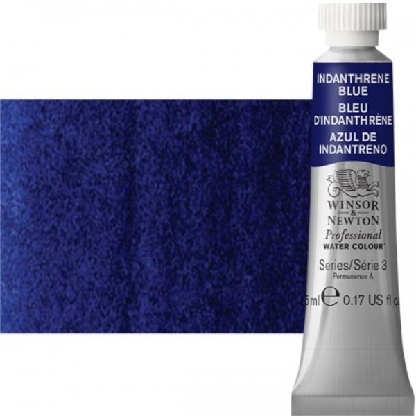 Winsor & Newton 0102321 Artists' Watercolor 5ml Indanthrene Blue; Made individually to the highest standards; Pans are often used by beginners because they can be less inhibiting and easier to control the strength of color; Tubes are more popular for those who use high volumes of color or stronger washes of color; Maximum color strength offers greater tinting possibilities; Dimensions 0.51