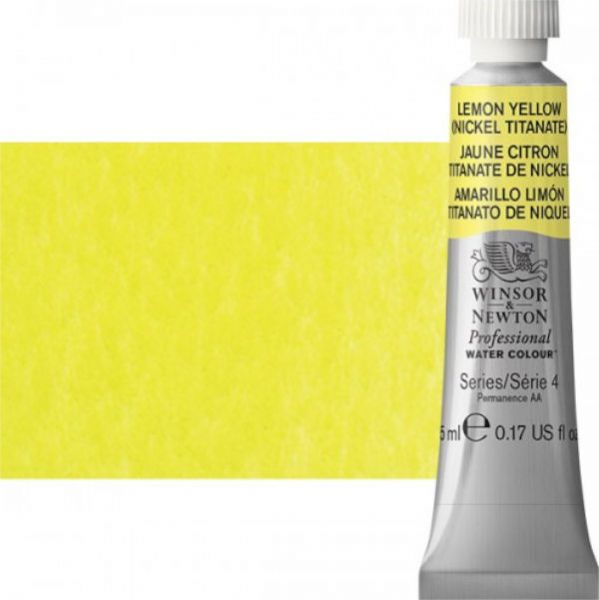 Winsor & Newton 0102347 Artists' Watercolor 5ml Lemon Yellow Hue; Made individually to the highest standards; Pans are often used by beginners because they can be less inhibiting and easier to control the strength of color; Tubes are more popular for those who use high volumes of color or stronger washes of color; Maximum color strength offers greater tinting possibilities; Dimensions 0.51