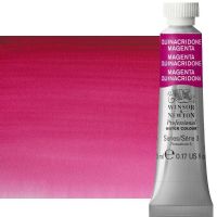 Winsor & Newton 0102545 Artists' Watercolor 5ml Quinacridone Magenta; Made individually to the highest standards; Pans are often used by beginners because they can be less inhibiting and easier to control the strength of color; Tubes are more popular for those who use high volumes of color or stronger washes of color; Maximum color offers greater tinting possibilities; Dimensions 0.51" x 0.79" x 2.56"; Weight 0.03 lbs; EAN 50694853 (WINSORNEWTON0102545 WINSORNEWTON-0102545 WATERCOLOR) 