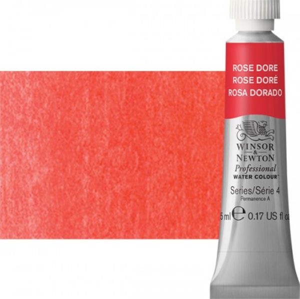Winsor & Newton 0102576 Artists' Watercolor 5ml Rose Dore; Made individually to the highest standards; Pans are often used by beginners because they can be less inhibiting and easier to control the strength of color; Tubes are more popular for those who use high volumes of color or stronger washes of color; Maximum color strength offers greater tinting possibilities; Dimensions 0.51