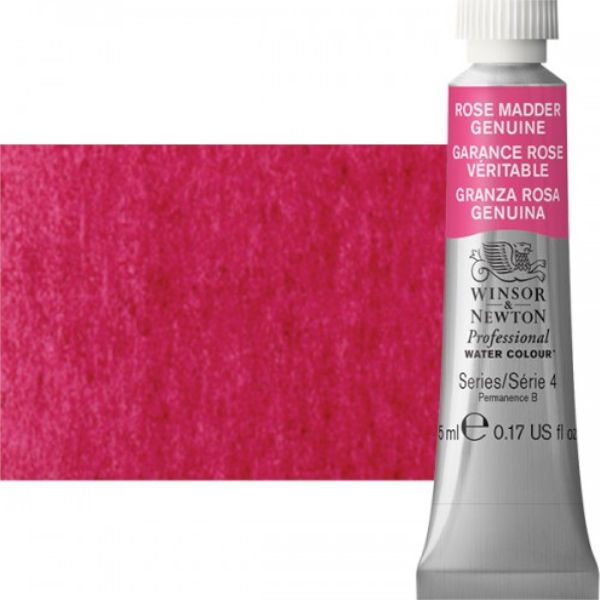 Winsor & Newton 0102587 Artists' Watercolor 5ml Rose Madder Genuine; Made individually to the highest standards; Pans are often used by beginners because they can be less inhibiting and easier to control the strength of color; Tubes are more popular for those who use high volumes of color or stronger washes of color; Maximum color strength offers greater tinting possibilities; Dimensions 0.51