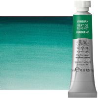 Winsor & Newton 0102692 Artists' Watercolor 5ml Viridian; Made individually to the highest standards; Pans are often used by beginners because they can be less inhibiting and easier to control the strength of color; Tubes are more popular for those who use high volumes of color or stronger washes of color; Maximum color offers greater tinting possibilities; Dimensions 0.51" x 0.79" x 2.56"; Weight 0.02 lbs; EAN 50824120 (WINSORNEWTON0102692 WINSORNEWTON-0102692 WATERCOLOR) 