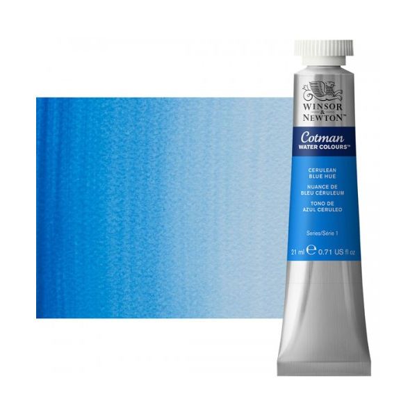 Winsor & Newton 0308139 Cotman, Watercolor  Cerulean Blue Hue 21ml; Unrivalled brilliant color due to a revolutionary transparent binder, single, highest quality pigments, and high pigment strength; Genuine cadmiums and cobalts; Cotman watercolors offer optimal transparency with excellent tinting strength and working properties; Dimensions 0.79