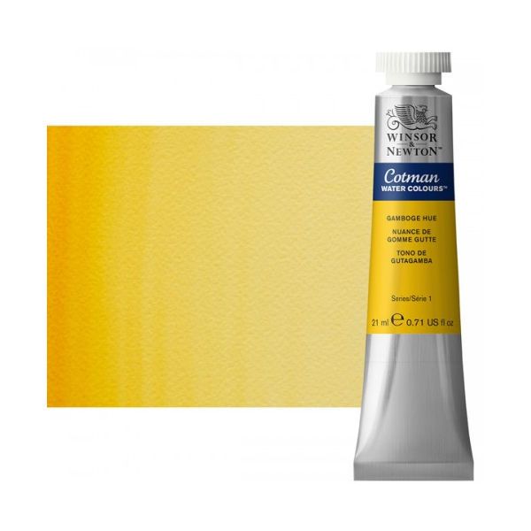 Winsor & Newton 0308266 Cotman, Watercolor Gamboge Hue 21ml; Unrivalled brilliant color due to a revolutionary transparent binder, single, highest quality pigments, and high pigment strength; Genuine cadmiums and cobalts; Cotman watercolors offer optimal transparency with excellent tinting strength and working properties; Dimensions 0.79