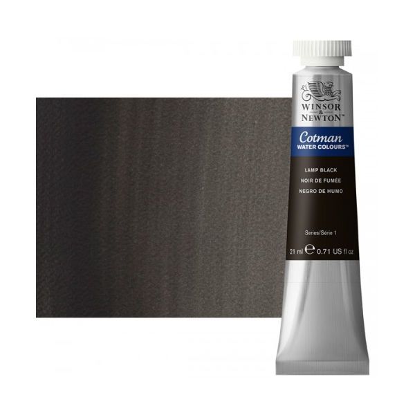 Winsor & Newton 0308337 Cotman, Watercolor Lamp Black 21ml; Unrivalled brilliant color due to a revolutionary transparent binder, single, highest quality pigments, and high pigment strength; Genuine cadmiums and cobalts; Cotman watercolors offer optimal transparency with excellent tinting strength and working properties; Dimensions 0.79