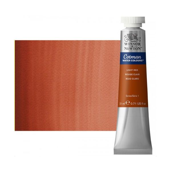 Winsor & Newton 0308362 Cotman, Watercolor Light Red 21ml; Unrivalled brilliant color due to a revolutionary transparent binder, single, highest quality pigments, and high pigment strength; Genuine cadmiums and cobalts; Cotman watercolors offer optimal transparency with excellent tinting strength and working properties; Dimensions 0.79