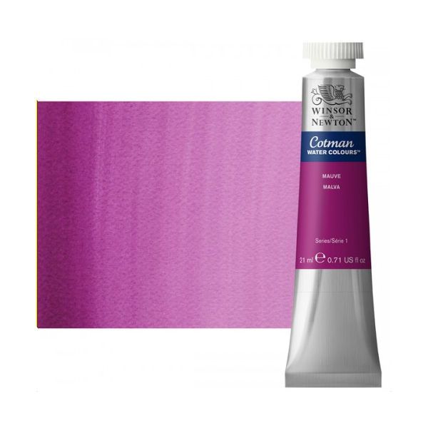 Winsor & Newton 0308398 Cotman, Watercolor Mauve 21ml; Unrivalled brilliant color due to a revolutionary transparent binder, single, highest quality pigments, and high pigment strength; Genuine cadmiums and cobalts; Cotman watercolors offer optimal transparency with excellent tinting strength and working properties; Dimensions 0.79
