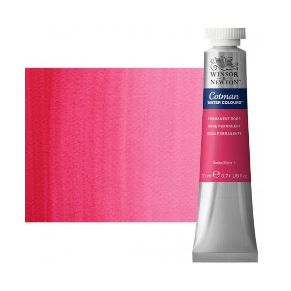Winsor & Newton 0308502 Cotman, Watercolor Permanent Rose 21ml; Unrivalled brilliant color due to a revolutionary transparent binder, single, highest quality pigments, and high pigment strength; Genuine cadmiums and cobalts; Cotman watercolors offer optimal transparency with excellent tinting strength and working properties; Dimensions 0.79