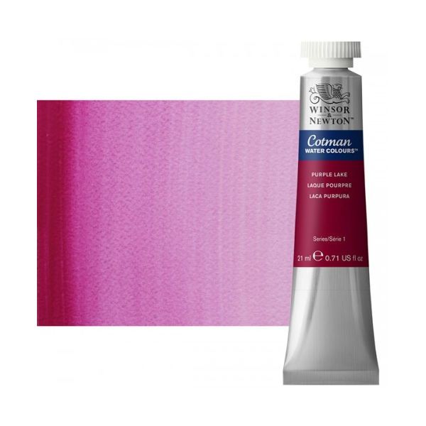 Winsor & Newton 0308544 Cotman, Watercolor Purple Lake 21ml; Unrivalled brilliant color due to a revolutionary transparent binder, single, highest quality pigments, and high pigment strength; Genuine cadmiums and cobalts; Cotman watercolors offer optimal transparency with excellent tinting strength and working properties; Dimensions 0.79