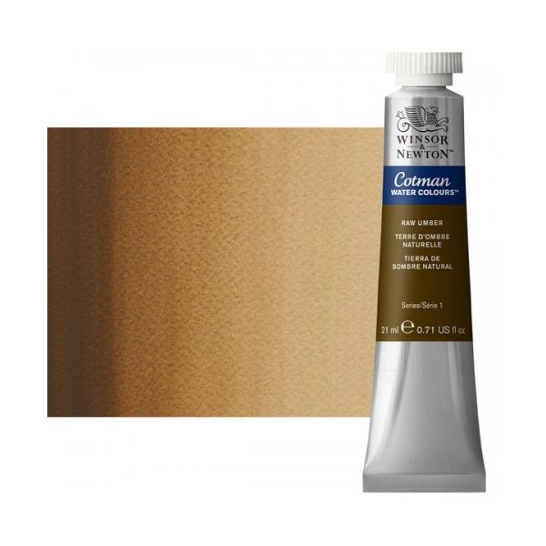 Winsor & Newton 0308554 Cotman, Watercolor Raw Umber 21ml; Unrivalled brilliant color due to a revolutionary transparent binder, single, highest quality pigments, and high pigment strength; Genuine cadmiums and cobalts; Cotman watercolors offer optimal transparency with excellent tinting strength and working properties; Dimensions 0.79