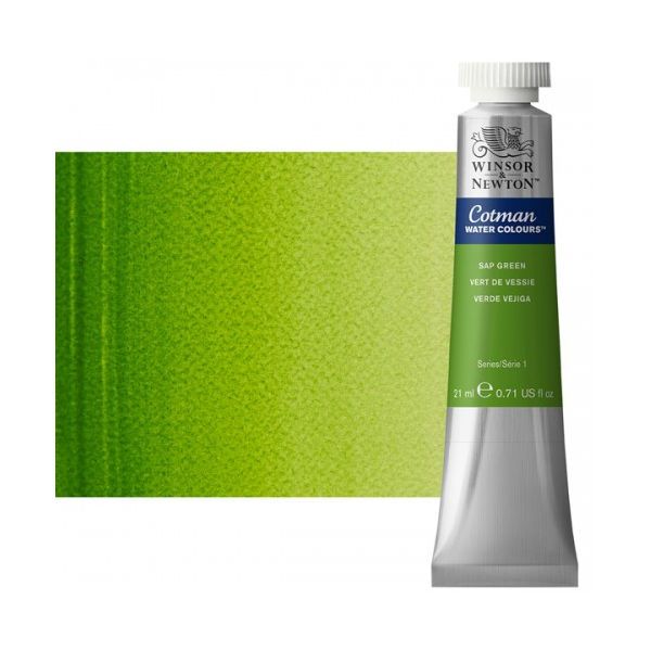 Winsor & Newton 0308599 Cotman, Watercolor Sap Green 21ml; Unrivalled brilliant color due to a revolutionary transparent binder, single, highest quality pigments, and high pigment strength; Genuine cadmiums and cobalts; Cotman watercolors offer optimal transparency with excellent tinting strength and working properties; Dimensions 0.79