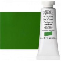 Winsor & Newton 0605599 Designers' Gouache Paints 14ml Sap Green; Create vibrant illustrations in solid color; Benefits of this range include smoother, flatter, more opaque, and more brilliant color than traditional watercolors; Unsurpassed covering power due to the heavy pigment concentration in each color; Dries to a matte finish; Dimensions 0.79" x 1.18" x 2.91"; Weight 0.07 lbs; EAN 50958146 (WINSONNEWTON0605599 WINSONNEWTON-0605599 PAINT) 