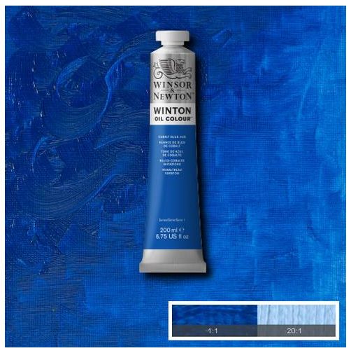 Winsor & Newton 1437179 Winton Oil Color 200ml Cobalt Blue Hue; Winton oils represent a series of moderately priced colors replacing some of the more costly traditional pigments with excellent modern alternatives; The end result is an exceptional yet value driven range of carefully selected colors, including genuine cadmiums and cobalts; Shipping Weight 0.86 lb; Shipping Dimensions 1.57 x 2.44 x 8.46 in; UPC 094376910148 (WINSORNEWTON1437179 WINSORNEWTON-1437179 WINTON/1437179 PAINTING)