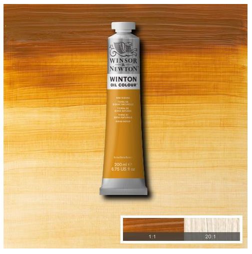 Winsor & Newton 1437552 Winton Oil Color 200ml Raw Sienna; Winton oils represent a series of moderately priced colors replacing some of the more costly traditional pigments with excellent modern alternatives; The end result is an exceptional yet value driven range of carefully selected colors, including genuine cadmiums and cobalts; Shipping Weight 0.6 lb; Shipping Dimensions 1.57 x 2.44 x 8.46 in; UPC 094376910865 (WINSORNEWTON1437552 WINSORNEWTON-1437552 WINTON/1437552 PAINTING)