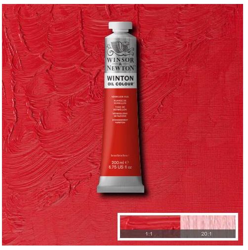 Winsor & Newton 1437682 Winton Oil Color 200ml Vermillion Hue; Winton oils represent a series of moderately priced colors replacing some of the more costly traditional pigments with excellent modern alternatives; The end result is an exceptional yet value driven range of carefully selected colors, including genuine cadmiums and cobalts; Shipping Weight 0.9 lb; Shipping Dimensions 1.57 x 2.44 x 8.46 in; UPC 094376910643 (WINSORNEWTON1437682 WINSORNEWTON-1437682 WINTON/1437682 PAINTING)