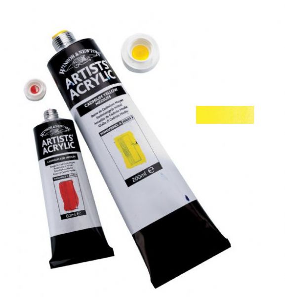 Winsor & Newton 2320086 Artists' Acrylic Color 60ml Cadmium Lemon; Unrivalled brilliant color due to a revolutionary transparent binder, single, highest quality pigments, and high pigment strength; No color shift from wet to dry; Longer working time; Offers good levels of opacity and covering power; Satin finish with variable sheen; Smooth, thick, short, buttery consistency with no stringiness; EAN 5012572010962 (WINSORNEWTON2320086 WINSORNEWTON-2320086 ARTISTS-2320086 PAINTING)
