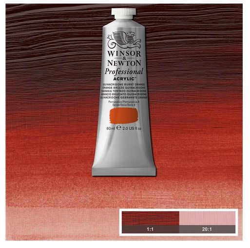 Winsor & Newton 2320549 Artists' Acrylic Color 60ml Quinacridone Burnt Orange; Unrivalled brilliant color due to a revolutionary transparent binder, single, highest quality pigments, and high pigment strength; No color shift from wet to dry; Longer working time; Offers good levels of opacity and covering power; Satin finish with variable sheen; EAN 5012572011518 (WINSORNEWTON2320549 WINSORNEWTON-2320549 ARTISTS-2320549  PAINTING ACRYLIC)