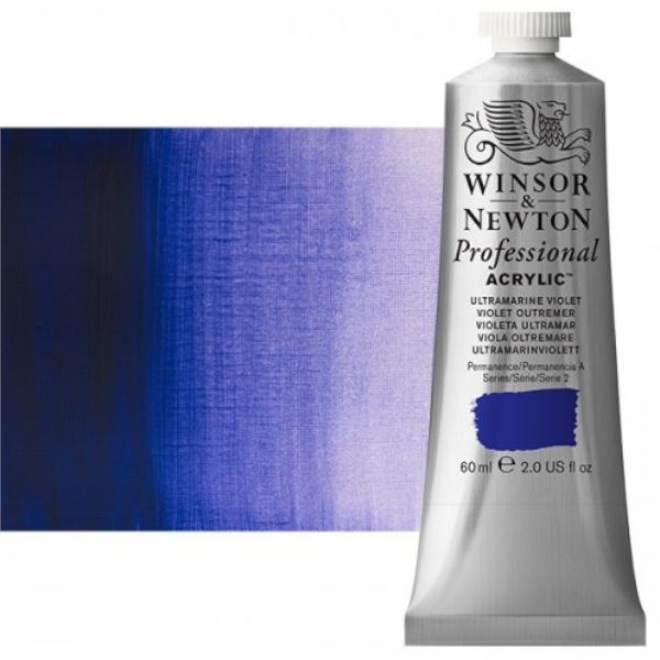 Winsor & Newton 2320672 Artists, Acrylic Color 60ml Ultramarine Violet; Unrivalled brilliant color due to a revolutionary transparent binder, single, highest quality pigments, and high pigment strength; No color shift from wet to dry; Longer working time; Smooth, thick, short, buttery consistency with no stringiness; Dimensions 1.13